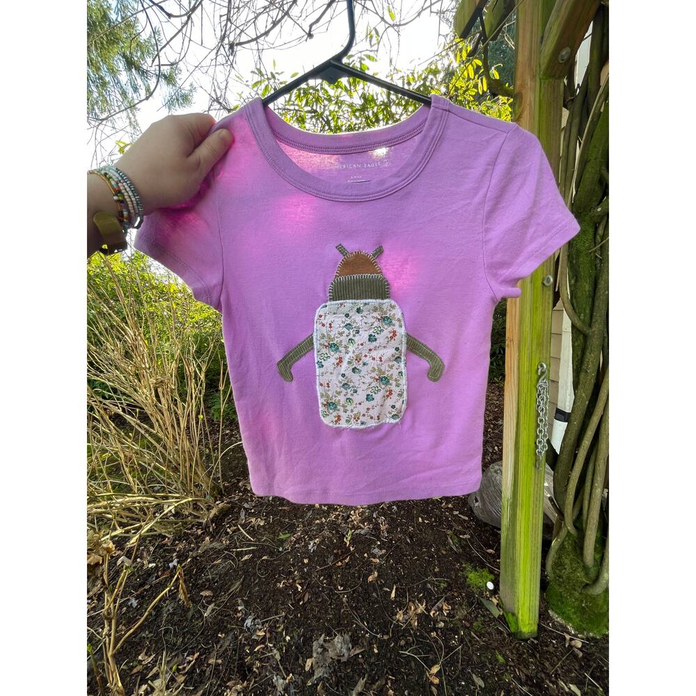 Small American Eagle Upcycled Bug Insect Shirt - image 7